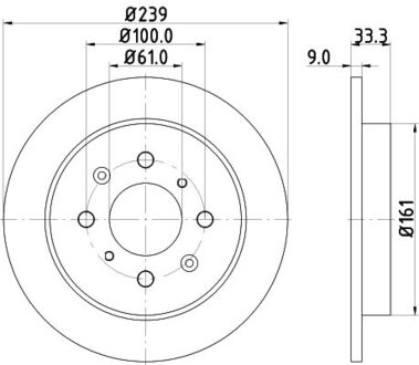 ND8033K Nisshinbo Диск тормозной задний Honda Jazz 1.3, 1.4, 1.5 (08-) (ND8033K) NISSHINBO