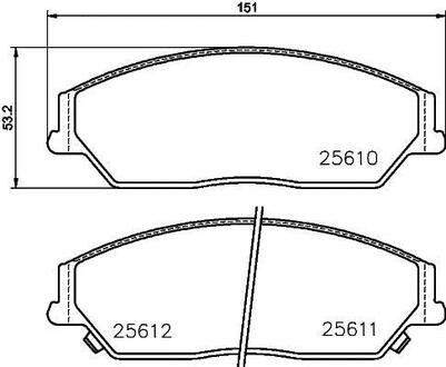 NP1052 Nisshinbo Колодки тормозные дисковые передние Toyota Camry 2.0, 2.5 (11-)/BYD M6, S6 2.0, 2.4 (10-) (NP1052) NISSHINBO