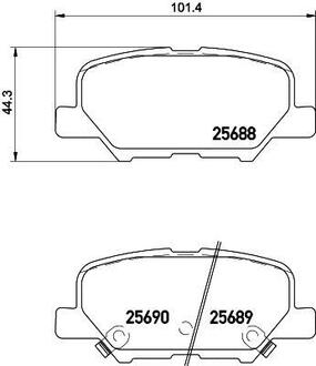 NP5038 Nisshinbo Колодки тормозные дисковые задние Mazda 6/Mitsubishi ASX, Outlander 1.8, 2.0, 2.2, 2.4 (10-) (NP5038) NISSHINBO