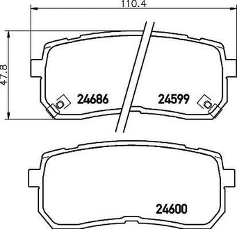 NP6033 Nisshinbo Колодки тормозные дисковые задние Hyundai H-1, ix55 2.5, 3.0 (08-) (NP6033) NISSHINBO