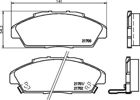 NP8024 Nisshinbo Колодки тормозные дисковые передние Honda Accord IV 1.8, 2.2 (90-93) (NP8024) NISSHINBO