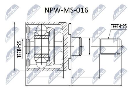 NPWMS016 Nty ШРУС внутренний левый(25/32mm/25) Pajero, L200 old