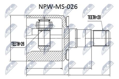 NPWMS026 Nty ШРУС внутренний левый Pajero, Pajero Sport, L200, Delica