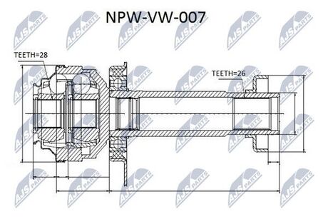 NPW-VW-007 Nty ШРУС ВНУТРЕННИЙVW T5 1.9TDI 03- RIGHT, производитель NTY