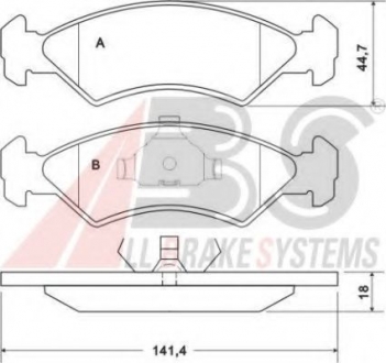 36707 A.B.S. Колодки тормозные Ford Fiesta 1.3-1.8D 89-95- /Mazda