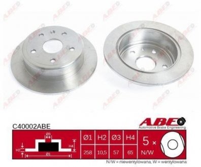 Диск тормозной задний (257х65) (Нейтральная упаковка) Daewoo Leganza 2.0 16V 97- ABE C40002ABE