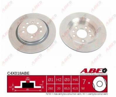 Тормозной диск задний FIAT CROMA; OPEL SIGNUM, VECTRA C, VECTRA C GTS; SAAB 9-3 ABE C4X018ABE