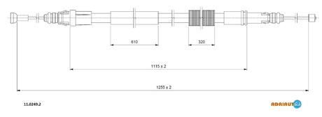 11.0249.2 ADRIAUTO ADRIAUTO CITROEN Трос ручного тормоза прав.Jumpy,Fiat Scudo,Peugeot 07- (1255/1114mm)