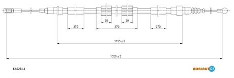 13.0261.1 ADRIAUTO ADRIAUTO FORD Трос ручного тормоза задний GALAXY, SEAT ALHAMBRA 97-