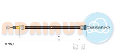 27.0206.1 ADRIAUTO ADRIAUTO SMART Трос ручного тормоза 1035/870+1035/870 мм ROADSTER 03-
