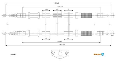 33.0250.1 ADRIAUTO ADRIAUTO OPEL Трос ручного тормоза задн. 1475/1308+1460/1293 мм CORSA D 06-