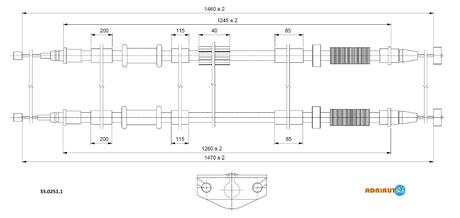 33.0251.1 ADRIAUTO ADRIAUTO OPEL Трос ручного тормоза задн. 1477/1260+1462/1246 мм CORSA D 06-