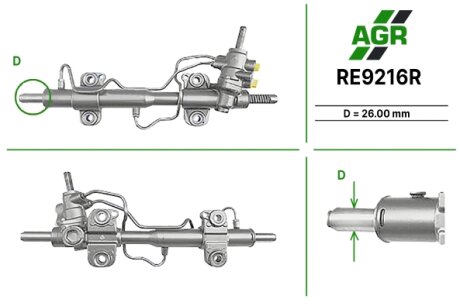 Рулевая рейка с ГУР восстановленная RENAULT SAFRANE I (B54_) 92-96,SAFRANE II (B54_) 96-00 AGR RE9216R