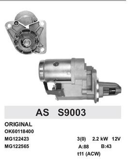 S9003 AS Стартер AUTOSTARTER S9003 KIA K2700, PREGIO 2.7D 97-