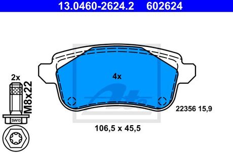 Гальмівні колодкиTYL RENAULT ATE 13046026242