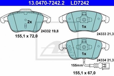 13.0470-7242.2 ATE Тормозные КОЛОДКИ, ДИСКОВі