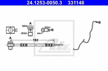 24125300503 ATE Шланг тормозной задній лівий