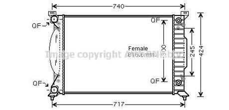 AI 2202 AVA COOLING AUDI A4 10/00- Радиатор 1.8i 20V (?AC), 2.0i 20V (?AC), 1.9TDi (?AC) [OE. 8E0.12