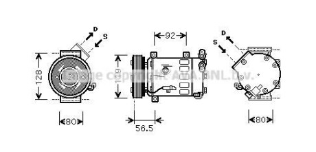 AVA CITROEN Компресор кондиціонера BERLINGO MULTISPACE 1.6 08-, BERLINGO 1.6 08-, C4 I, C5 III AVA COOLING CNAK242