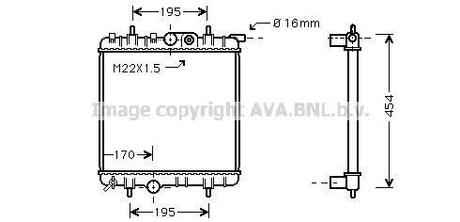 PE 2243 AVA COOLING PEUGEOT 206 9/98- Радиатор 1.1i, 1.4i, 1.6i 9/01- [OE. 1330.F9 / 1330.H2]