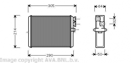 Радиатор отопителя heater s60/xc70/v70/s80 (ava) AVA COOLING VOA6110