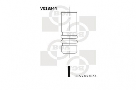 V018344 BGA Клапан головки блоку циліндрів двигуна