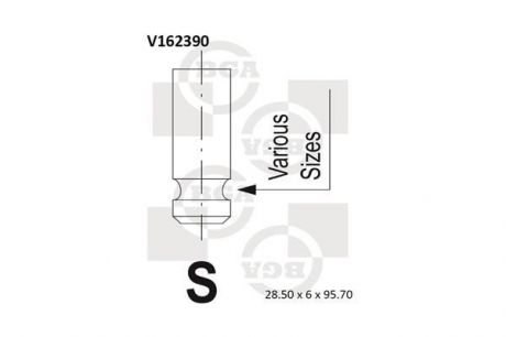 V162390 BGA Клапан впуск. SONATA/TUCSON/CEED/SPORTAGE/MAGENTIS/i30/ACCENT 1.5-2.0D 02- BGA V162390