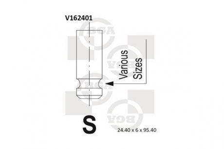 V162401 BGA Клапан выпуск. i30/ACCENT/SANTA/SONATA/TUCSON/CARENS/CEED/ MAGENTIS 1.5-2.2CRDi 01- BGA V162401
