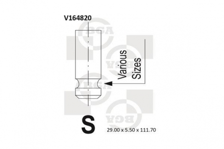 V164820 BGA Клапан впуск. LANCER 1.6 03- BGA V164820