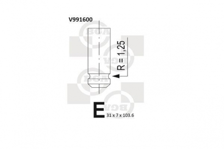 V991600 BGA Клапан выпускной Daewoo Lanos/Sens 97-05 BGA V991600
