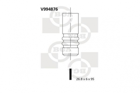 V994876 BGA Клапан впускной (26.8x6x95) Fiat Doblo 1.4 10-/Opel Combo 1.4 12-