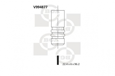 V994877 BGA Клапан випускний 1.2 16v FIAT BRAVA MAREA 22.4*6*9