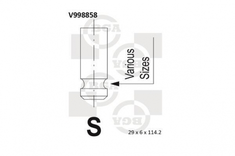 V998858 BGA Клапан выпуск (29х6х114.2)Mitsubishi Galant/L300 2.0i -03 (4G63) BGA V998858
