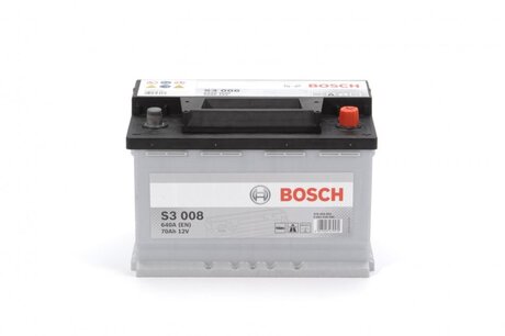 0092S30080 BOSCH Аккумулятор 70ah-12v bosch (s3008) (278x175x190),r,en640