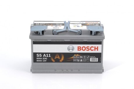 0092S5A110 BOSCH Аккумулятор 80ah-12v bosch agm (s5a11) (315x175x190),r,en800