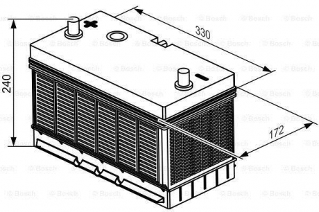 0092T30520 BOSCH Аккумулятор 105ah-12v bosch (t3052) (330x172x240),l,en800 клеммы по центру