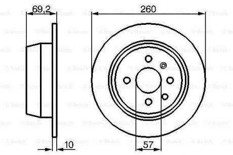 0986478086 BOSCH Тормозной диск OPEL AstraF/VectraA/VectraB F "92-"03