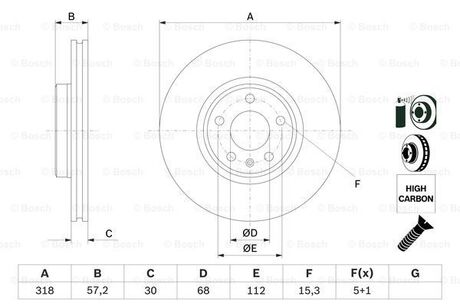 0986479E49 BOSCH TARCZA HAM. AUDI P. A4/A5/A6/Q5 1,4-3,0 TDI/TFSI 15-