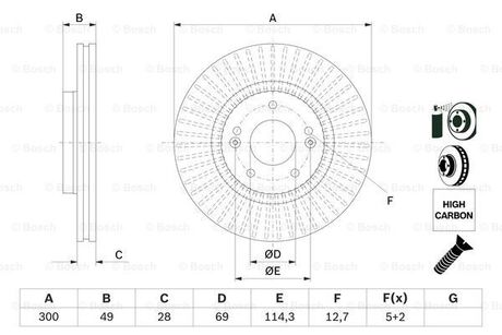 0986479F19 BOSCH Тормозной диск HYUNDAI/KIA Santa Fe/Sorento \\F \\09>>