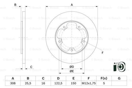 0986479F44 BOSCH Тормозной диск FORD Transit \\R D=308mm \\14>> - кр. 2 шт