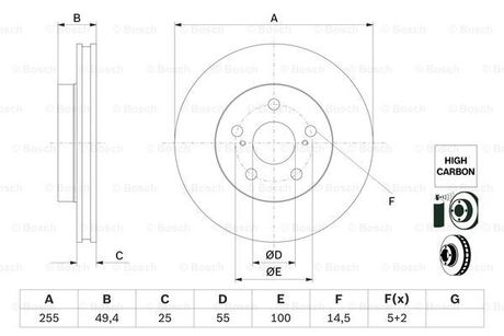 0986479F72 BOSCH TARCZA HAM.PRZOD