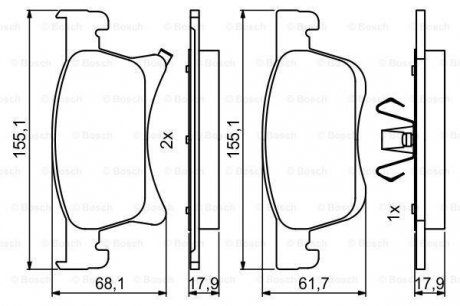 0986494823 BOSCH Тормозные накладки