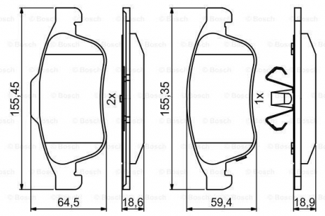 0986494826 BOSCH Тормозные колодки дискові FIAT/JEEP 500X/Renegade \\1.3-1.6 \\14>>