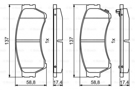 0986494860 BOSCH Комплект гальмівних колодок с 4 шт. дисків