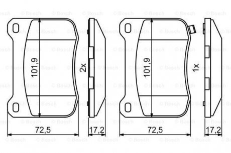 0986494872 BOSCH Дисковые тормозные колодки, комплект