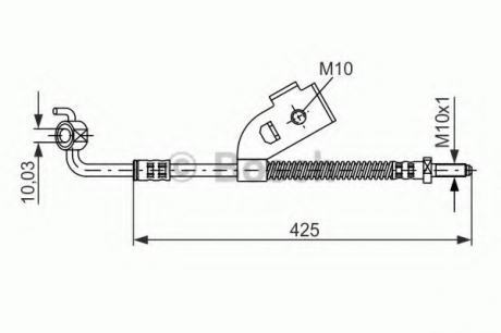 1 987 476 568 BOSCH Шланг тормозной перед. лівий Ford Escort/Orion 90- (425мм)