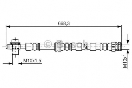 1987481693 BOSCH Тормозной шланг VAG A3/S3/Q2/TT/Altea/Leon/Octavia/Superb/Golf/Passat/Tiguan \\F \\>>