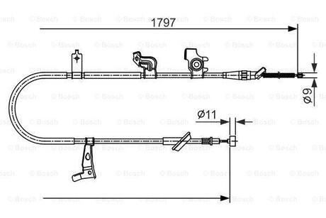 1987482434 BOSCH BOSCH Трос ручного тормоза прав. SUZUKI SX4 06-