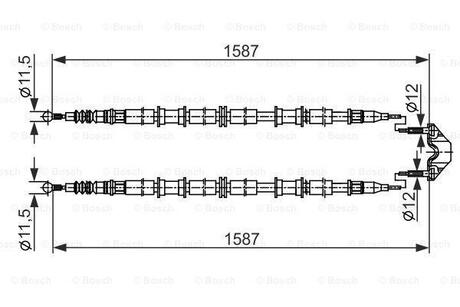 1987482537 BOSCH BOSCH OPEL Трос ручного тормоза Astra G 04-