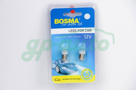 2991 BOSMA Автолампа BA9S LED 12V 3XSTANDARD LEDWHITE (2 шт)